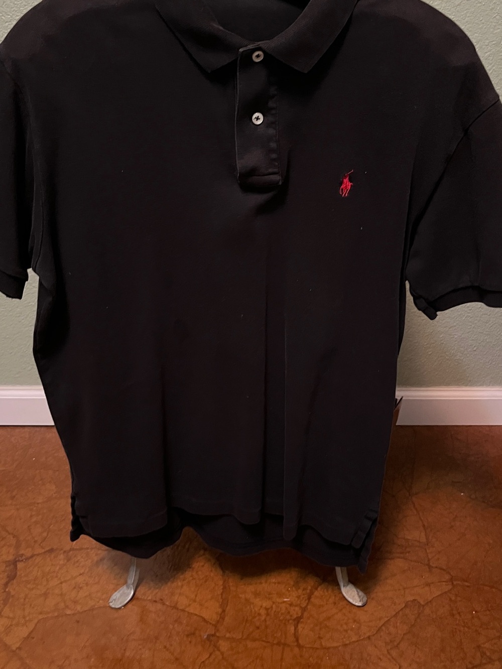 Polo Ralph Lauren Men’s Black Polo Shirt with Red Logo Sz M